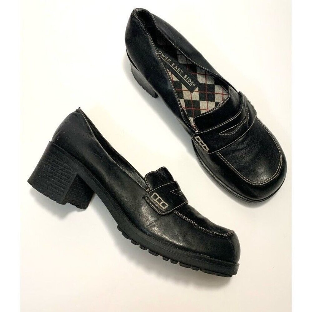 Lower East Side Vintage Y2K Black Vegan Leather Heel Loafers